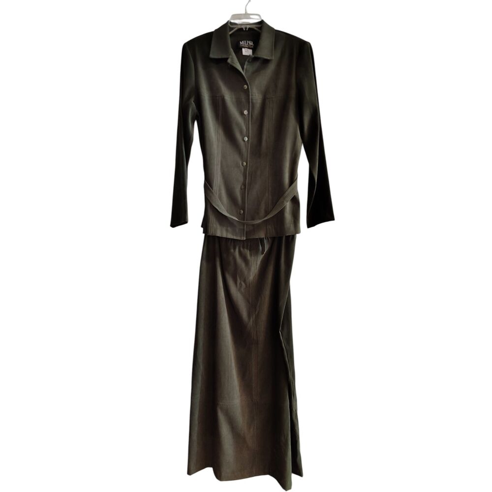 NWT Melissa‎ Collection olive two Piece Skirt Suit
